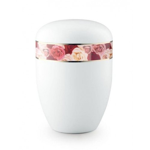 Biodegradable Urn (White with Roses Border) 